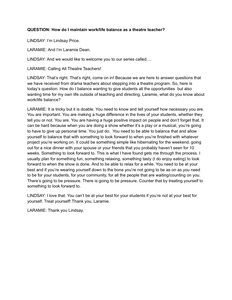 How do I Maintain Work/Life Balance as a Theatre Teacher? - Transcript