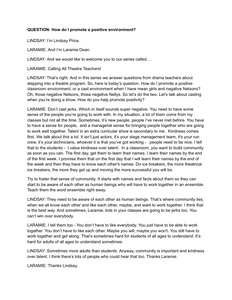 How do I Promote a Positive Environment? - Transcript