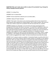 Why can't I make cuts or edits to a play? - Transcript