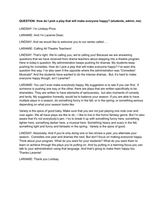 How do I pick a play to make everyone happy? - Transcript