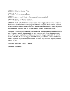 How do you plan for the first week of school? - Transcript