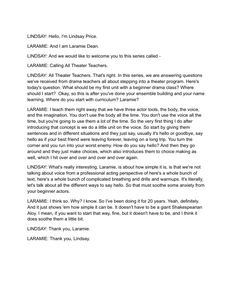 What’s the best first unit for a beginner drama class? - Transcript