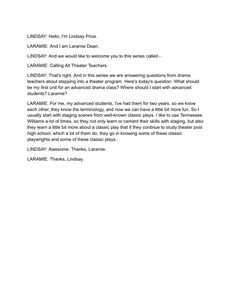 What’s a strong first unit for an advanced drama class? - Transcript