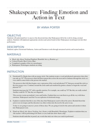 Shakespeare: Finding Emotion and Action in Text