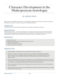 Character Development in the Shakespearean Monologue
