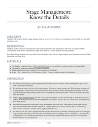Stage Management: Know the Details