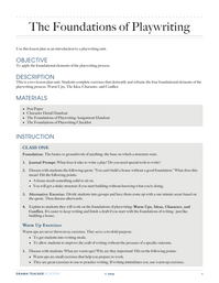 The Foundations of Playwriting