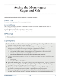 Acting the Monologue: Sugar and Salt