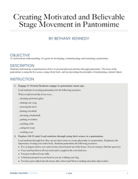 Creating Motivated and Believable Stage Movement in Pantomime