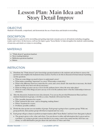 Main Idea and Story Detail Improv