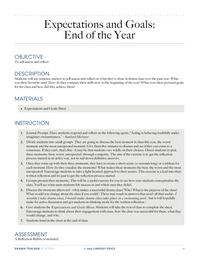 Expectations and Goals - End of Year