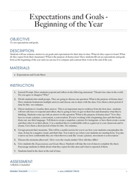 Expectations and Goals - Beginning of Year