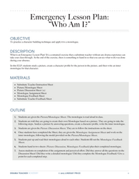 Emergency Lesson Plan: Who Am I?