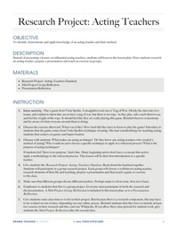 Research Project: Acting Teachers