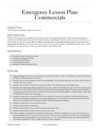 Emergency Lesson Plan: Commercials