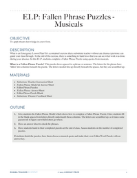 Emergency Lesson Plan: Fallen Phrase Puzzle - Musicals