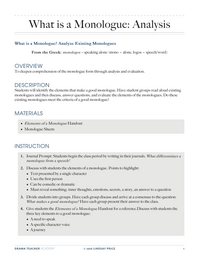 What is a Monologue: Analysis