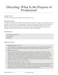 Directing: What Is the Purpose of Production?