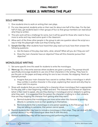 Week 2: Writing the Play
