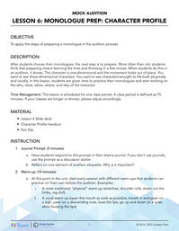 Monologue Prep: Character Profile