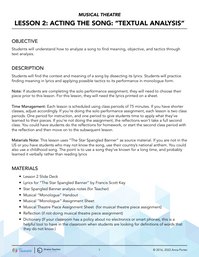 Acting the Song - Textual Analysis