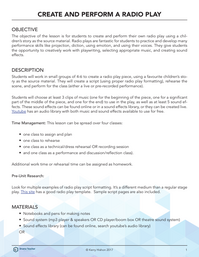 Create and Perform a Radio Play