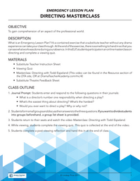 Emergency Lesson Plan: Directing Masterclass