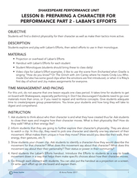 Preparing a Character for Performance Part Two - Laban's Efforts