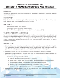 Memorization Quiz and Preview