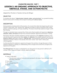 An Organic Approach to Objective, Obstacle, Stakes, and Action/Tactic
