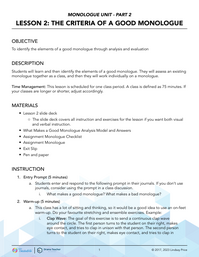 The Criteria of a Good Monologue