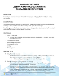 Monologue Writing: Character Specific Voice