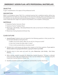 Emergency Lesson Plan: Arts Professional Masterclass