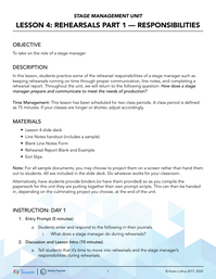 Rehearsals Part One: Responsibilities