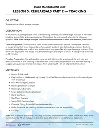 Rehearsals Part Two: Tracking