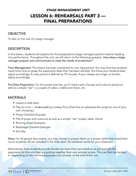 Rehearsals Part Three: Final Preparations