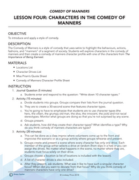 Characters in the Comedy of Manners