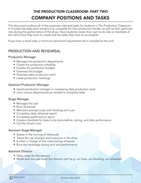 Company Positions and Tasks