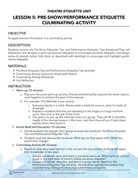 Pre-Show Performance Etiquette