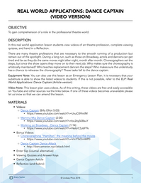 Real World Applications: Dance Captain