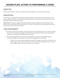 Acting vs. Performing a Song