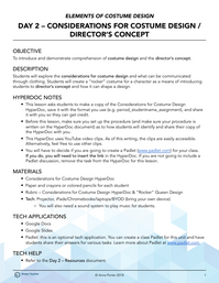 Considerations for Costume Design/Director's Concept