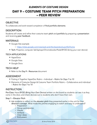 Costume Team Pitch Preparation - Review