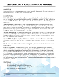 A Podcast Musical Analysis