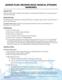 Reading Basic Musical Dynamic Markings