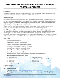 The Musical Theatre Audition Portfolio Project
