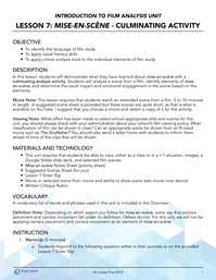 Mise-en-scène: Culminating Activity