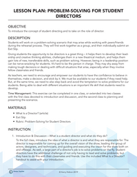 Problem Solving for Student Directors