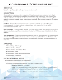 Close Reading: 21st Century Issue Play