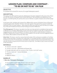 Compare and Contrast: "To Be or Not To Be" on Film